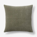 Tufted Stitch Velvet Decorative Square Pillow Cover - Olive Green, 20 in. x 20 in.