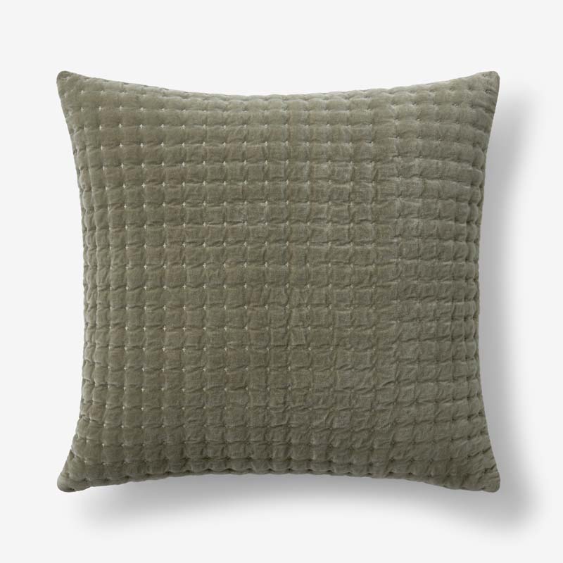 Tufted Stitch Velvet Decorative Square Pillow Cover - Olive Green, 20 in. x 20 in.