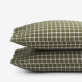 Classic Stripes and Plaids Cool Yarn-Dyed Cotton Percale Pillowcase Set - Windowpane Green, Standard