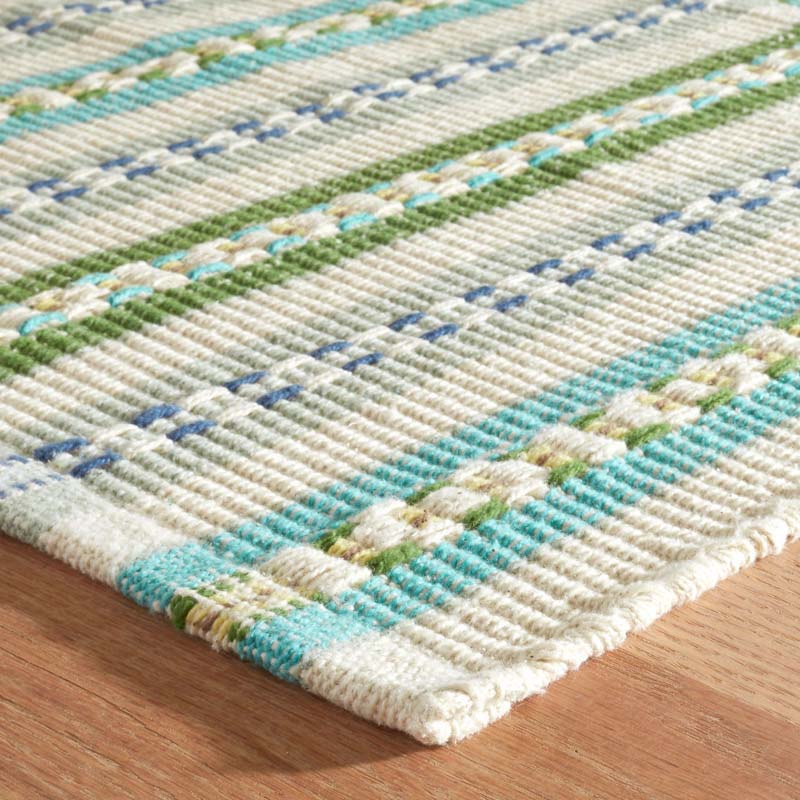 Long Slade Handwoven Cotton Rug - Teal, 2' 6" x 8' Runner