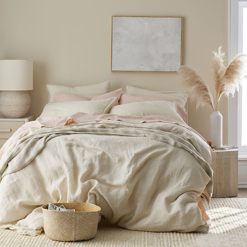 Premium Breathable Washed Linen Solid Sham - Parchment, King