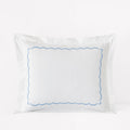 Embroidered Scallop Classic Cool Cotton Percale Sham - Blue, Standard