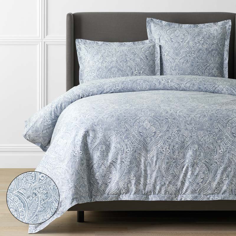 Paisley Grace Floral Premium Smooth Wrinkle-Free Sateen Duvet Cover - Blue, Twin/Twin XL