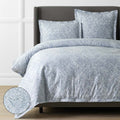 Paisley Grace Floral Premium Smooth Wrinkle-Free Sateen Duvet Cover - Blue, King/Cal. King