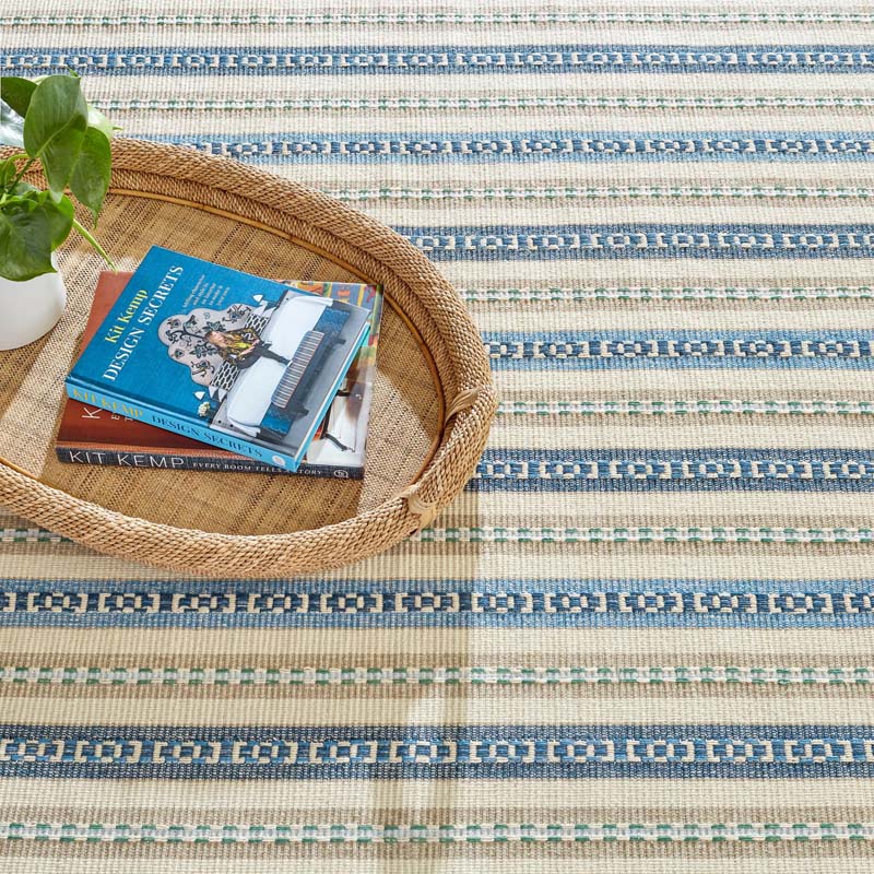 Long Slade Handwoven Cotton Rug - Indigo, 5' x 8'