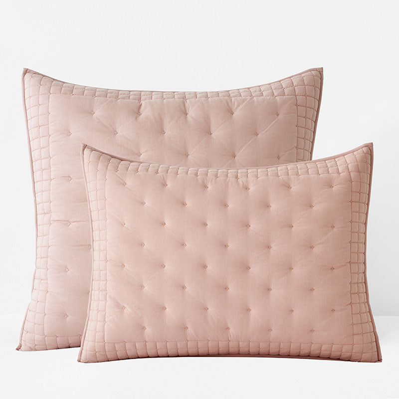 Pintuck Quilted Sham - Faded Rose, Standard
