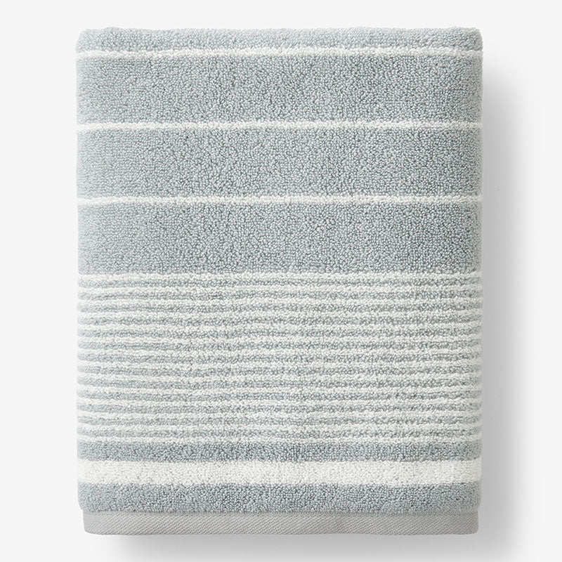 Plush Spa Stripe Bath Sheet - Light Seaspray