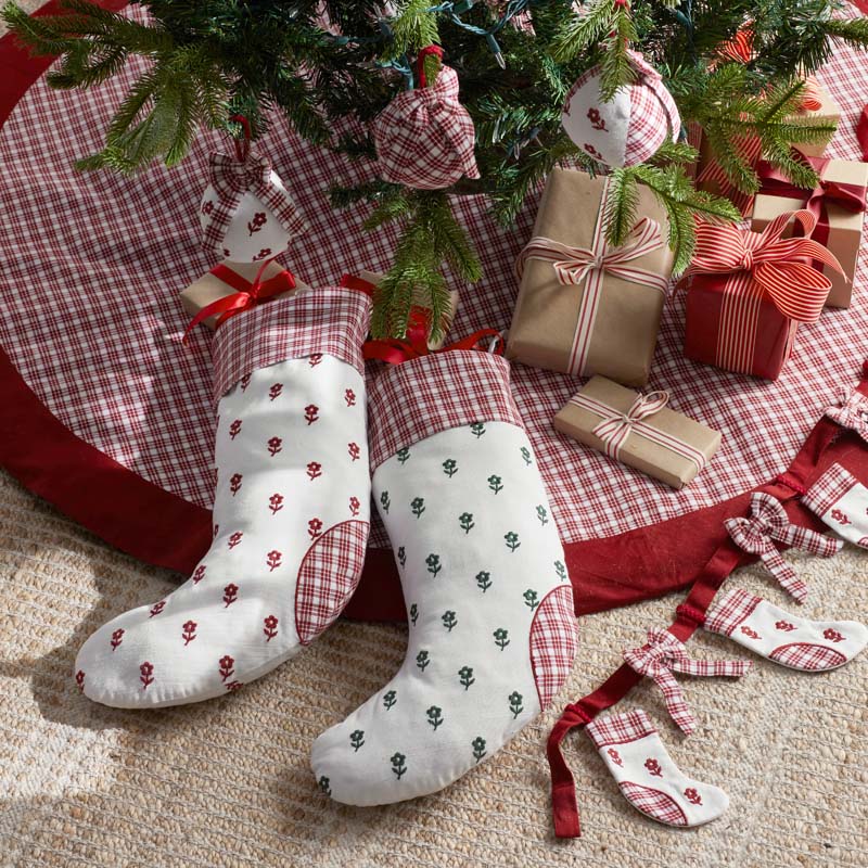 Flower Holiday Stocking - Green