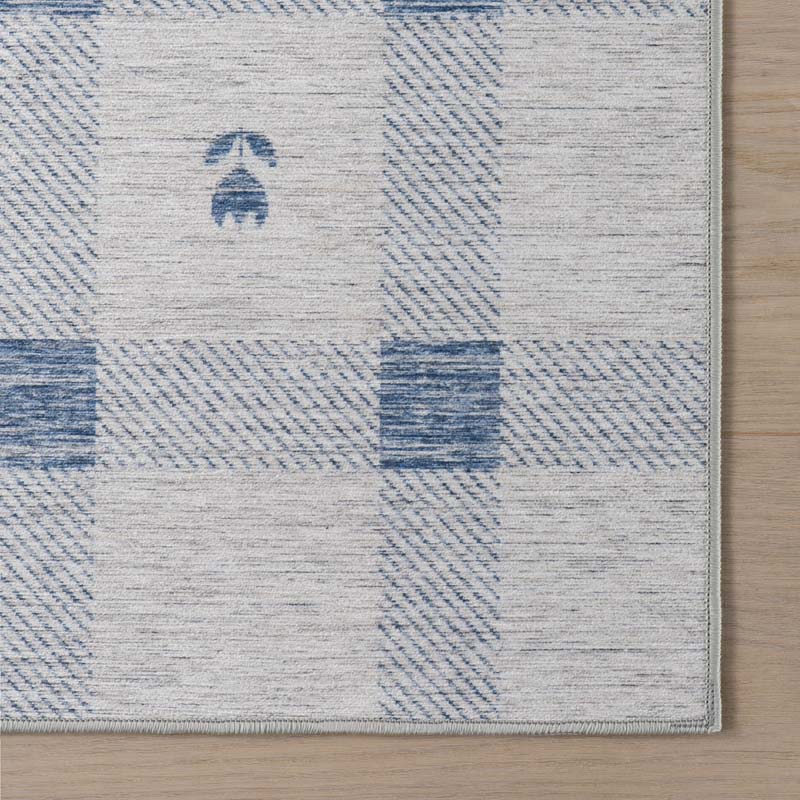 Modern Plaid Washable Rug - Blue, 4' x 6'