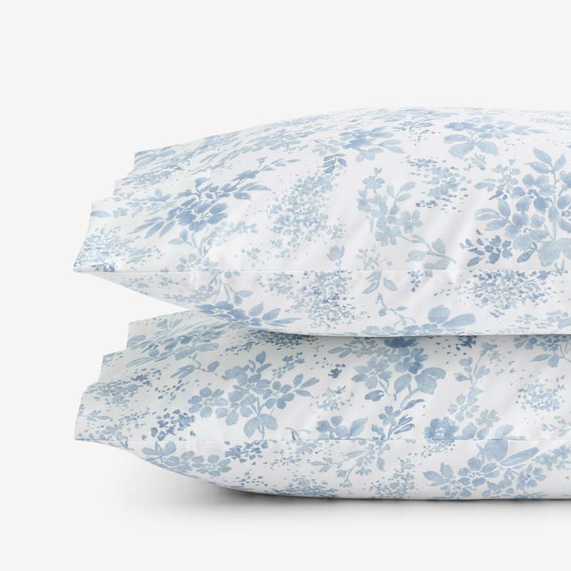 Whisper Fleur Premium Smooth Wrinkle-Free Sateen Pillowcase Set - Blue Mist, King