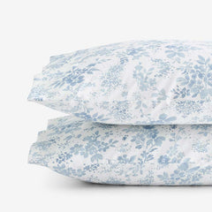 Whisper Fleur Premium Smooth Wrinkle-Free Sateen Pillowcase Set - Blue Mist, King