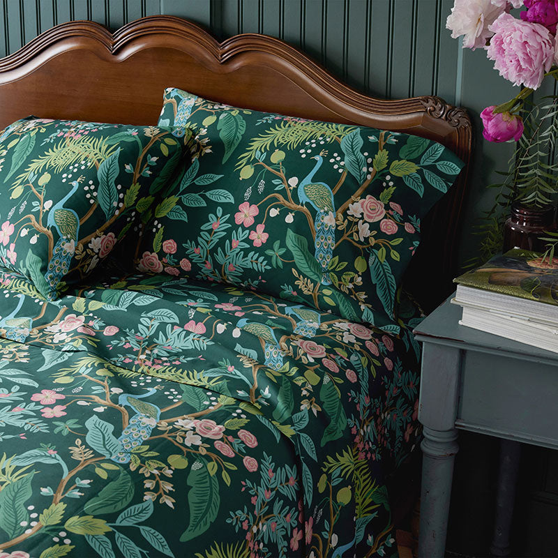 Peacock Classic Smooth Sateen Fitted Bed Sheet - Evergreen, Full