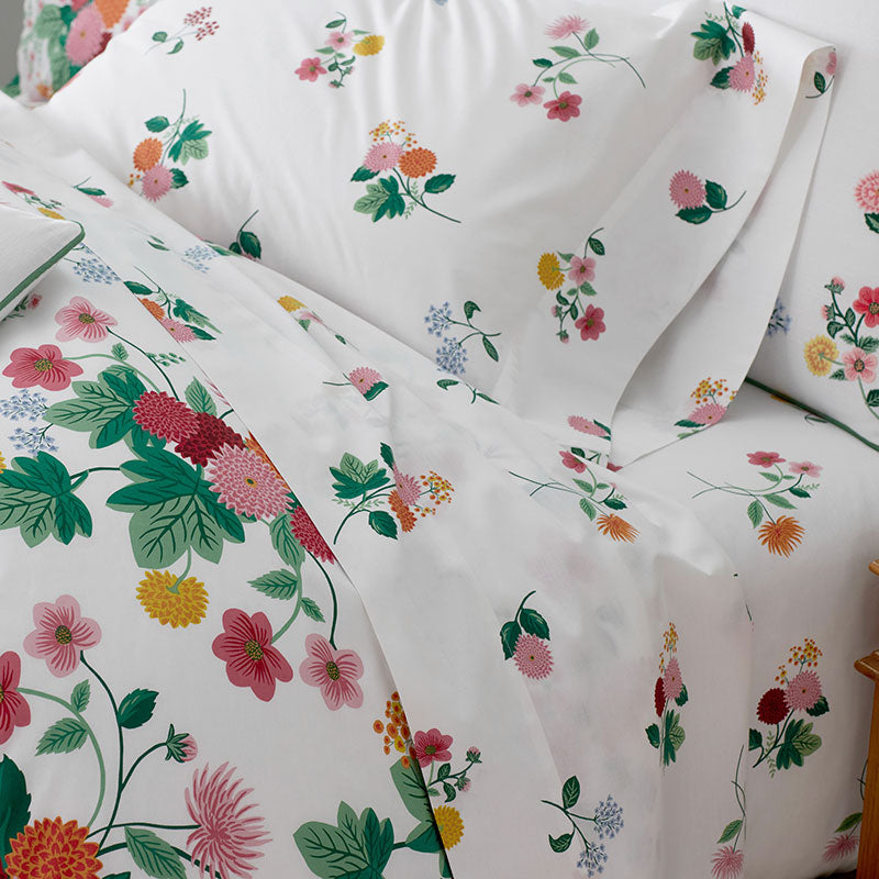 Ditsy Dahlia Classic Cool Cotton Percale Sham - White Multi, Euro