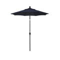 6' Round Outdoor Patio Umbrella, Aluminum with Push Button Tilt - Black Finish, Navy