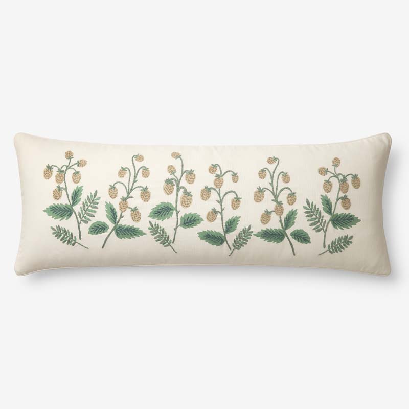 Strawberry Fields Decorative Lumbar Pillow Cover - Beige