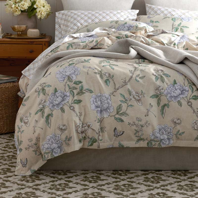 Peony Garden Premium Smooth Wrinkle-Free Sateen Bed Sheet Set - Beige Tan, Twin