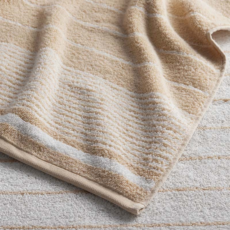 Plush Spa Stripe Hand Towel - Light Antique Beige