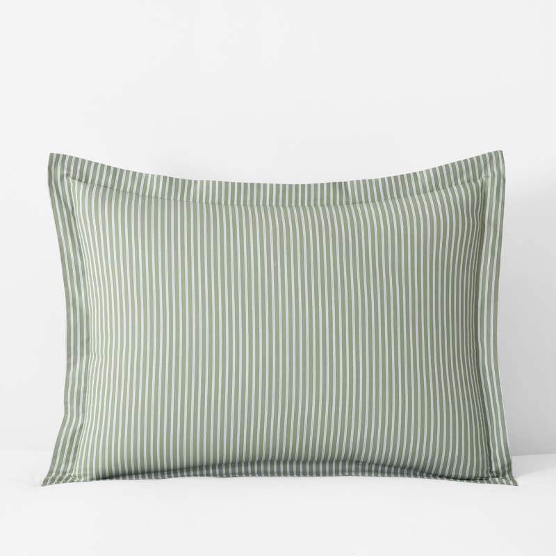 Tira Floral Classic Cool Cotton Percale Sham - Stripe Green, King