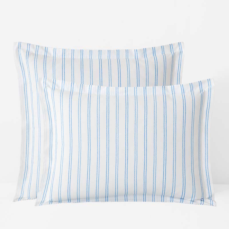 Blossoms and Stripes Classic Cool Cotton Percale Sham - Squiggle Stripe, King