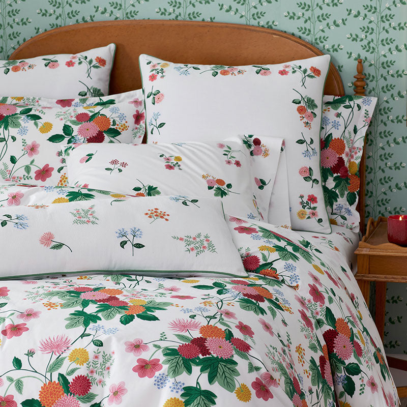 Dahlia Classic Cool Cotton Percale Sham - White Multi, Standard