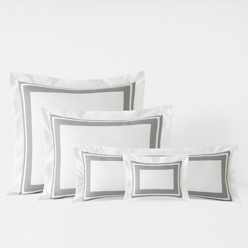 Double Border Premium Smooth Supima® Cotton Wrinkle-Free Sateen Sham - Silver, Boudoir