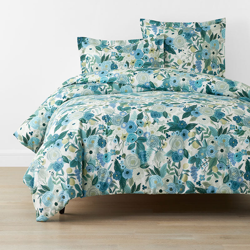 Garden Party Classic Cool Cotton Percale Duvet Cover - Teal, King/Cal. King