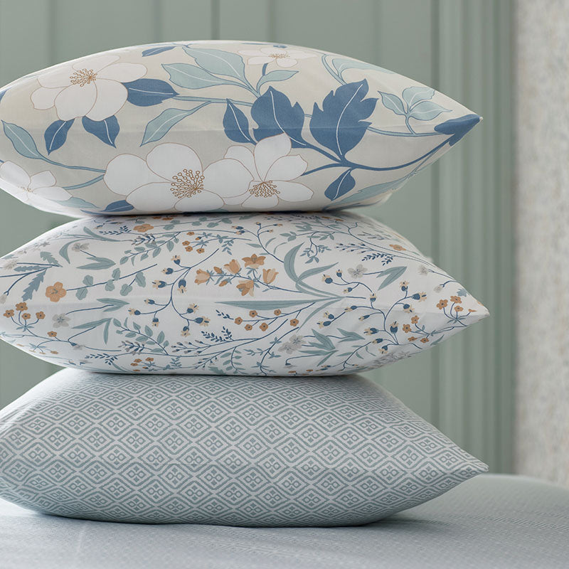 Clemencia Classic Cool Cotton Percale Sham - Floral Pale Blue, King