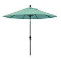Round Outdoor Patio Umbrella, Fiberglass with Twist Tilt - Black Finish, Spectrum Mist, 9'
