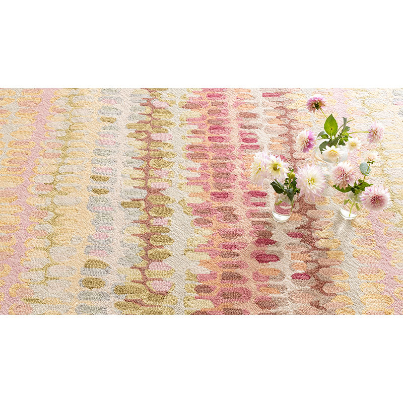 Paint Chip Hand Hooked Wool Rug - Pastel Pink, 6' x 9'