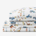 City Builders Classic Cool Organic Cotton Percale Bed Sheet Set - White Multi, Twin XL