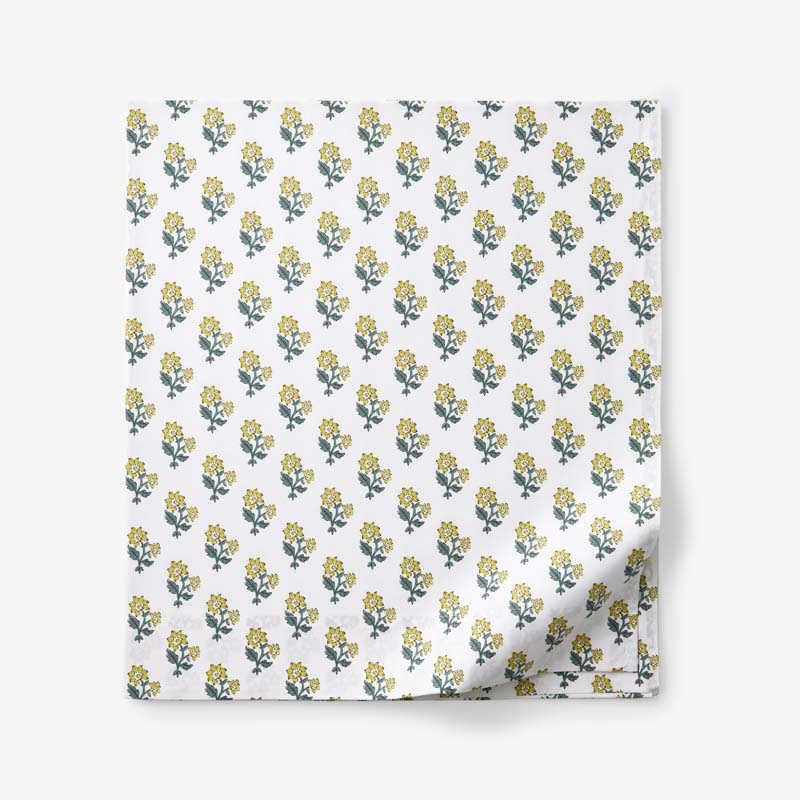 Suhana  Garment Washed Cotton Percale Flat Bed Sheet - Yellow, King/Cal. King