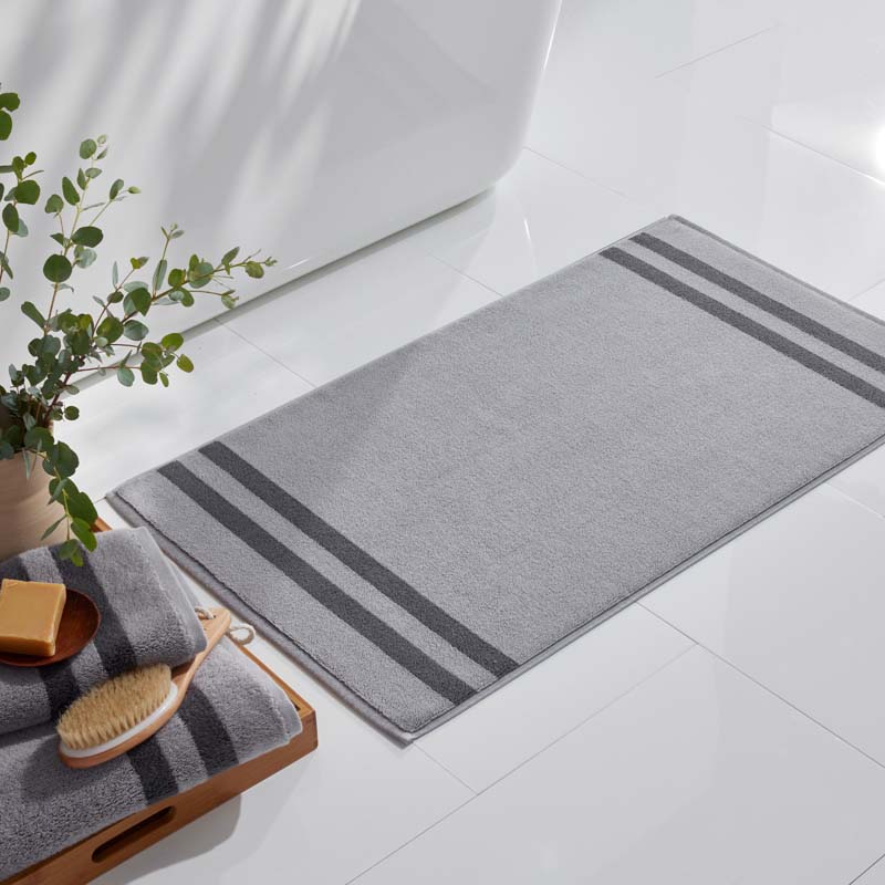 Mirage Aegean Cotton Reversible Stripe Bath Mat - Slate Gray, 20 in. x 36 in.