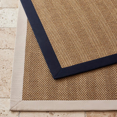 Sunbrella Herringbone Bordered Indoor/Outdoor Rug - Taupe, 3' x 5'