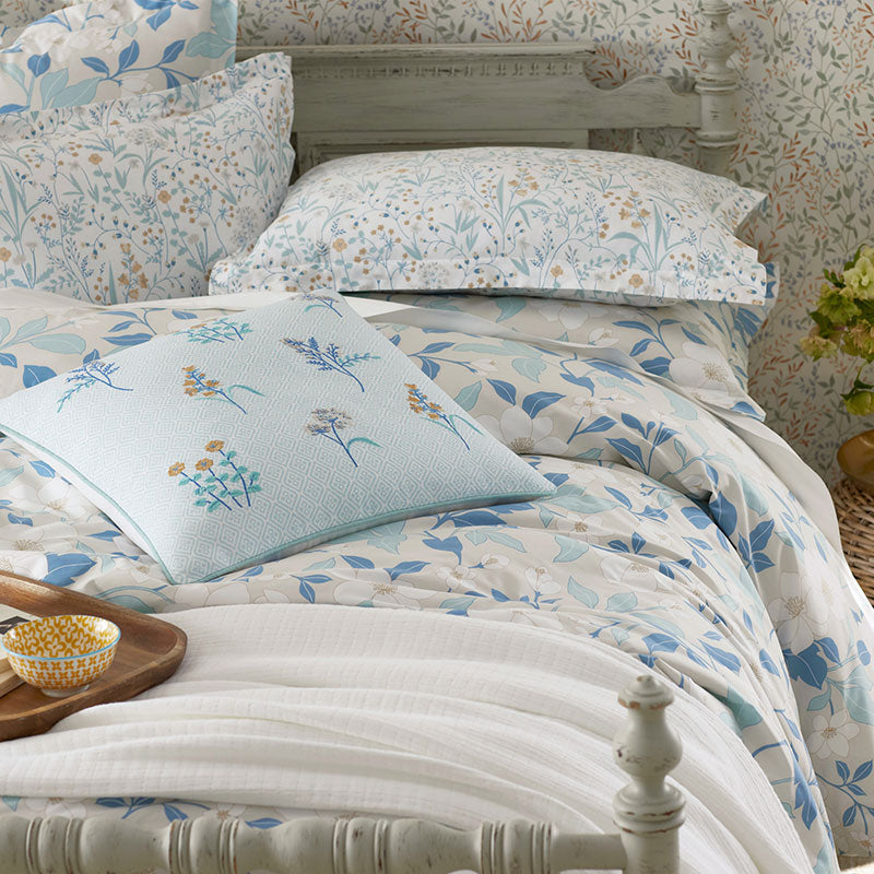 Clemencia Classic Cool Cotton Percale Sham - Floral Pale Blue, King