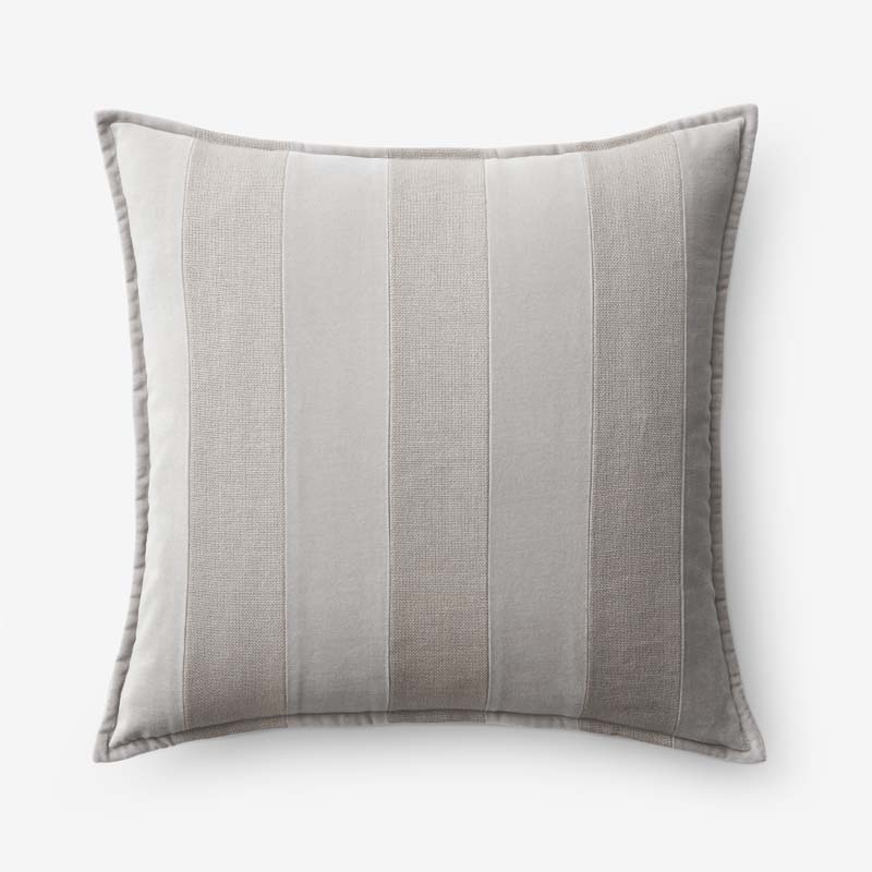 Velvet Linen Stripe Decorative Square Pillow Cover - Gray, 20 in. x 20 in.