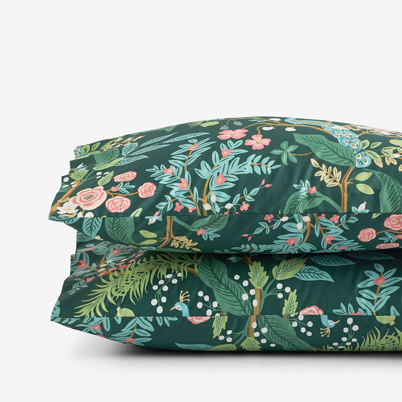 Peacock Classic Smooth Sateen Pillowcase Set - Evergreen, King