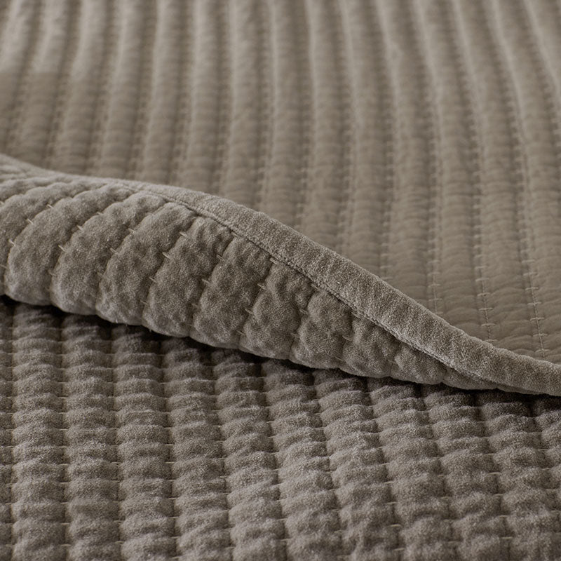 Straight Stitch Velvet Quilted Sham - Mocha, Standard