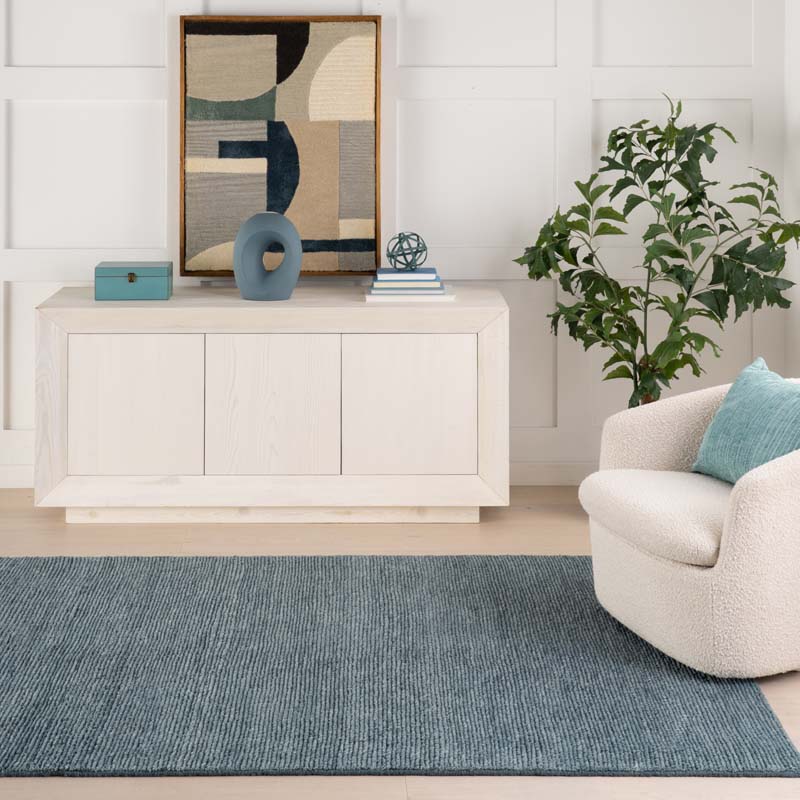 Ramsey Hank Knotted Wool Rug - Blue, 8' x 10'