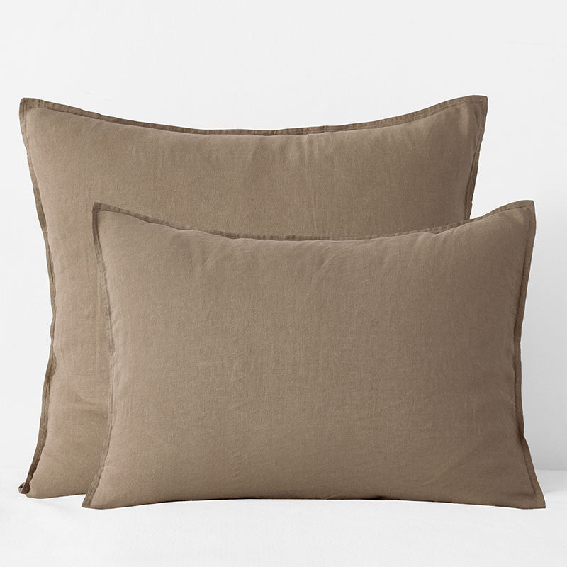 Premium Breathable Washed Linen Solid Sham - Pine Bark, Standard