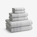 Plush Spa Stripe 6-Piece Bath Set - Light Gray