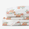 Blossoms and Stripes Classic Cool Cotton Percale Bed Sheet Set - Petal Charm, Twin