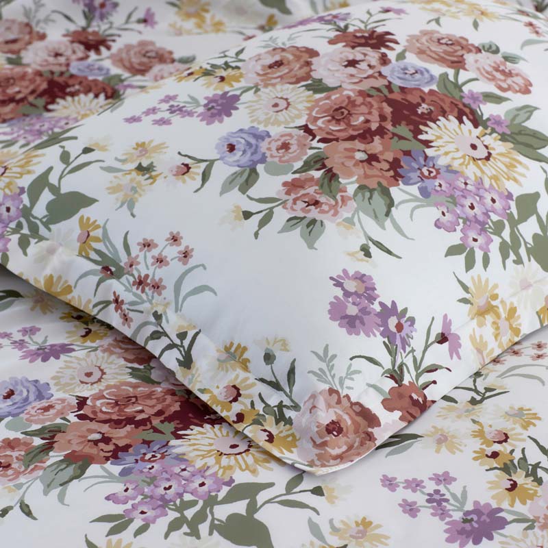 Nature's Bouquet Classic Smooth Sateen Flat Bed Sheet - Cream Multi, Twin/Twin XL