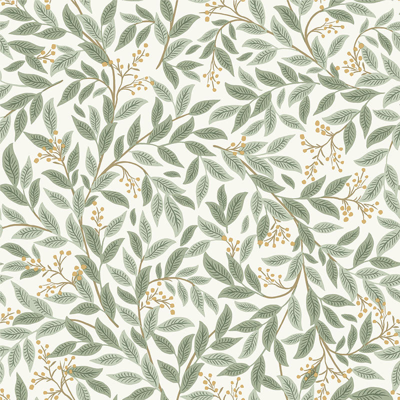 Willowberry Traditional Wallpaper - Sage White, Swatch
