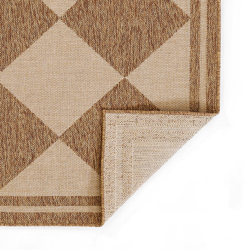 Diamond Checkered Outdoor Rug -  Natural, 2' x 3'