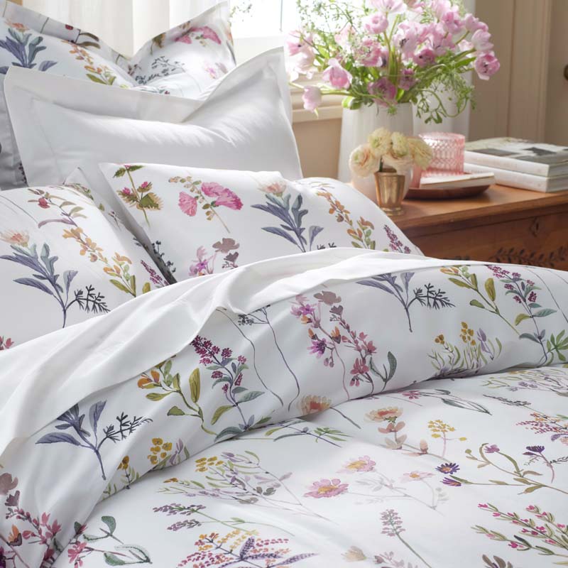 Blooming Garden Classic Smooth Sateen Sham - White Multi, Euro