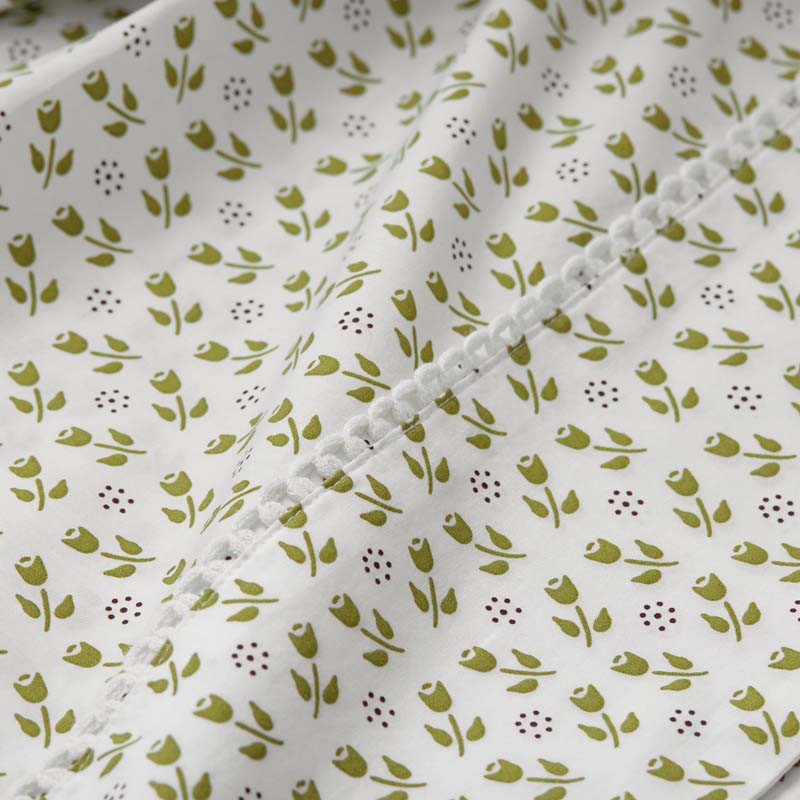 Mini-Prints Garment Washed Cotton Percale Bed Sheet Set - Tulips, Twin