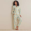 Printed Poplin Women's Button-Down Pajama Set - Spring Birds, S