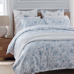 Whisper Fleur Premium Smooth Wrinkle-Free Sateen Duvet Cover - Blue Mist, King/Cal. King
