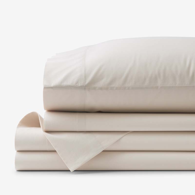 Solid Garment Washed Cotton Percale Bed Sheet Set - Buff, King