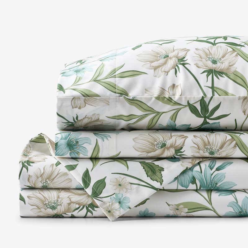 Gardenia Mist Premium Smooth Wrinkle-Free Sateen Bed Sheet Set - Cream Multi, Full